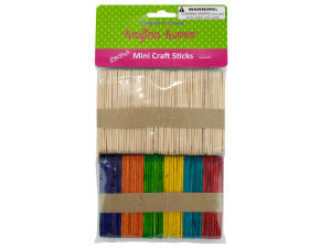 Multi-Colored andamp; Natural Mini Craft Sticks