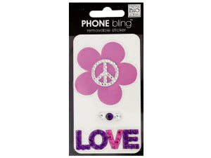 Peace Flower Love Phone Bling Removable Stickers