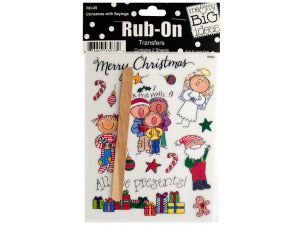 Christmas with Sayings Rub-On Transfers