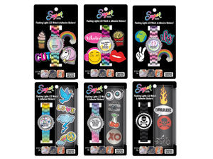 Sugar Flashing Lights LCD Watch andamp; Adhesive Stickers Set