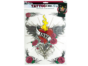 Iron-On Love with Wings Tattoo Transfer