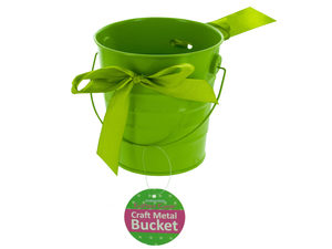 Mini Metal Craft Bucket with Ribbon