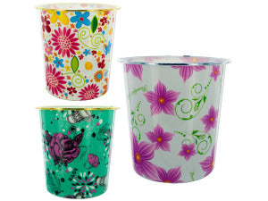 Round Floral Design Wastebasket