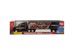 Friction Powered Trailer Truck with Race Car Decals