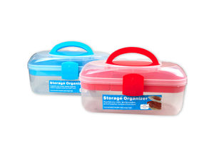 Storage Organizer Box with Handle andamp; Removable Tray