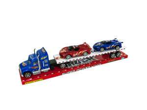 Friction Powered Semi Truck andamp; Race Cars Set