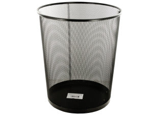 Black Metal Mesh Waste Container