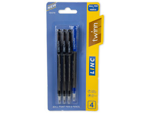 Linc Twin Ball Pen and Pencil Pack of 4