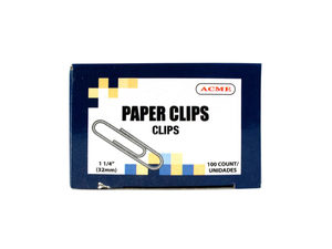 1.25andquot; Paper Clips 100 Count