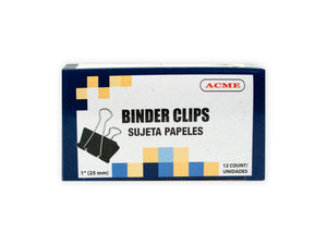 1andquot; Black Binder Clips 12 Count