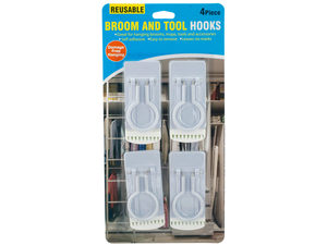 Reusable Self-Adhesive Broom andamp; Tool Hooks Set