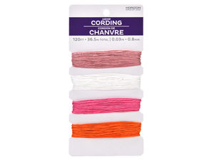 Pink/Orange Hemp Cord Pack in PDQ Display